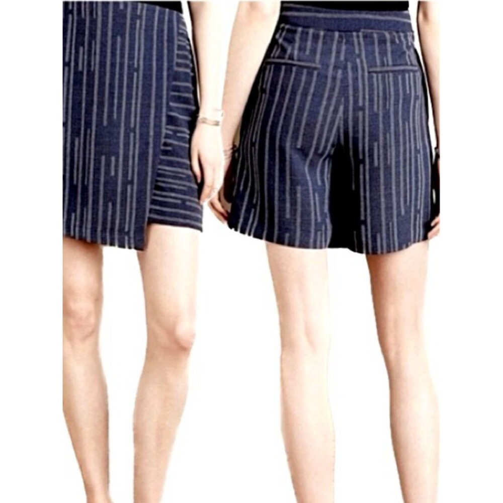 Anthropologie Elevenses Skort Womens Size 6 Navy Peoria Striped Wrap Front Skirt